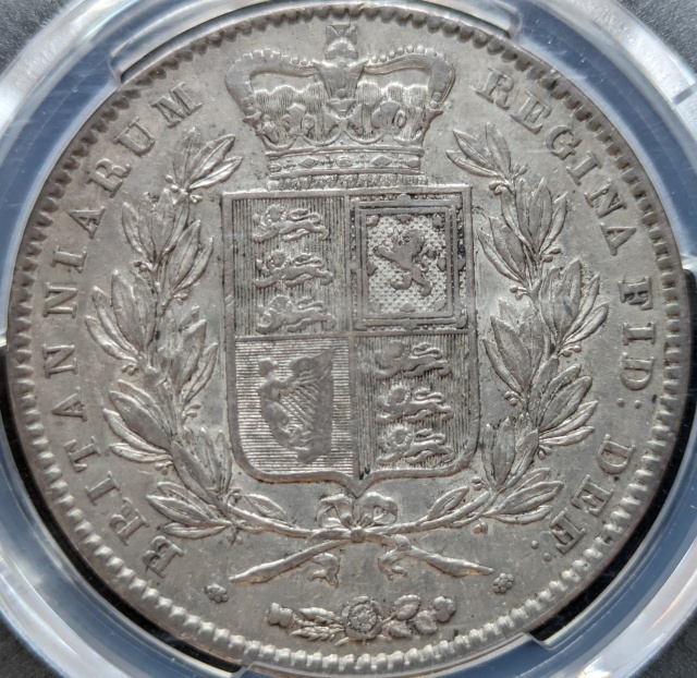 ◆凛とした美しさ◆1845 年 ビクトリア 女王 ヤングヘッド クラウン 銀貨 イギリス ヴィクトリア PCGS XF Detail アンティーク 資産防衛の画像2