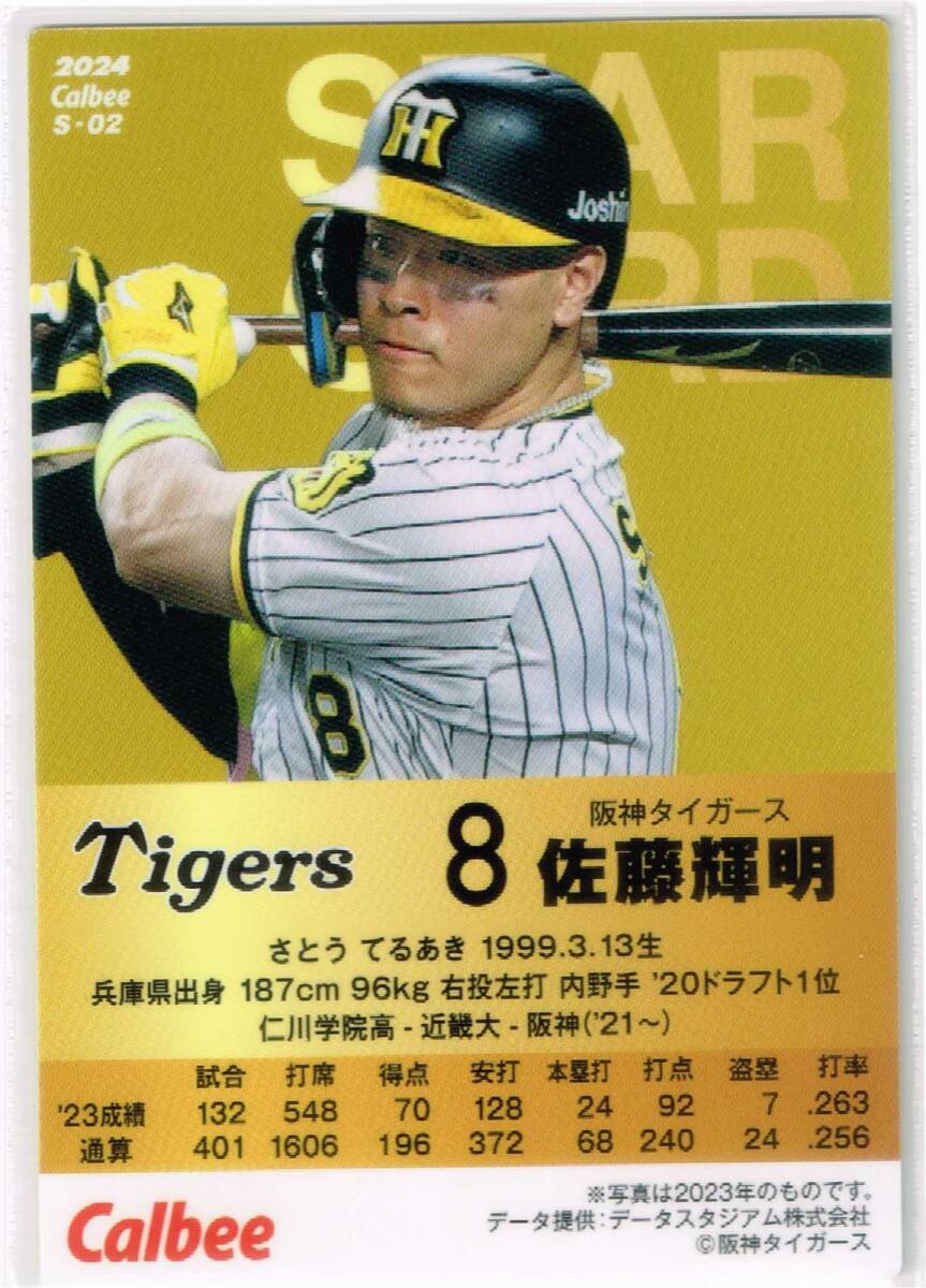 2024 カルビー プロ野球チップス カード 第1弾 スターカード #S-02 阪神タイガース 佐藤輝明の画像2