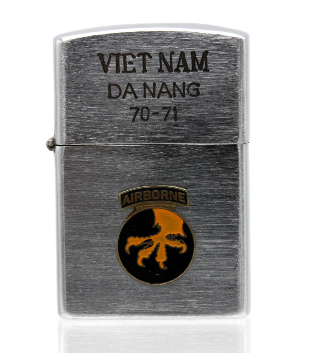 ◆70’S ZIPPO ジッポ 1970年製 VIET NAM DA NANG 70-71 AIRBORNE ベトナムジッポ シルバー ビンテージ_画像1