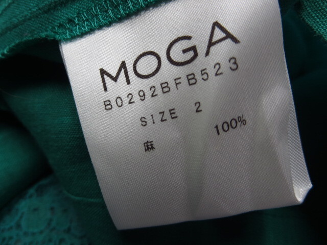 MOGA* Moga * race using * flax 100%* short sleeves shirt * cut and sewn * blouse *2