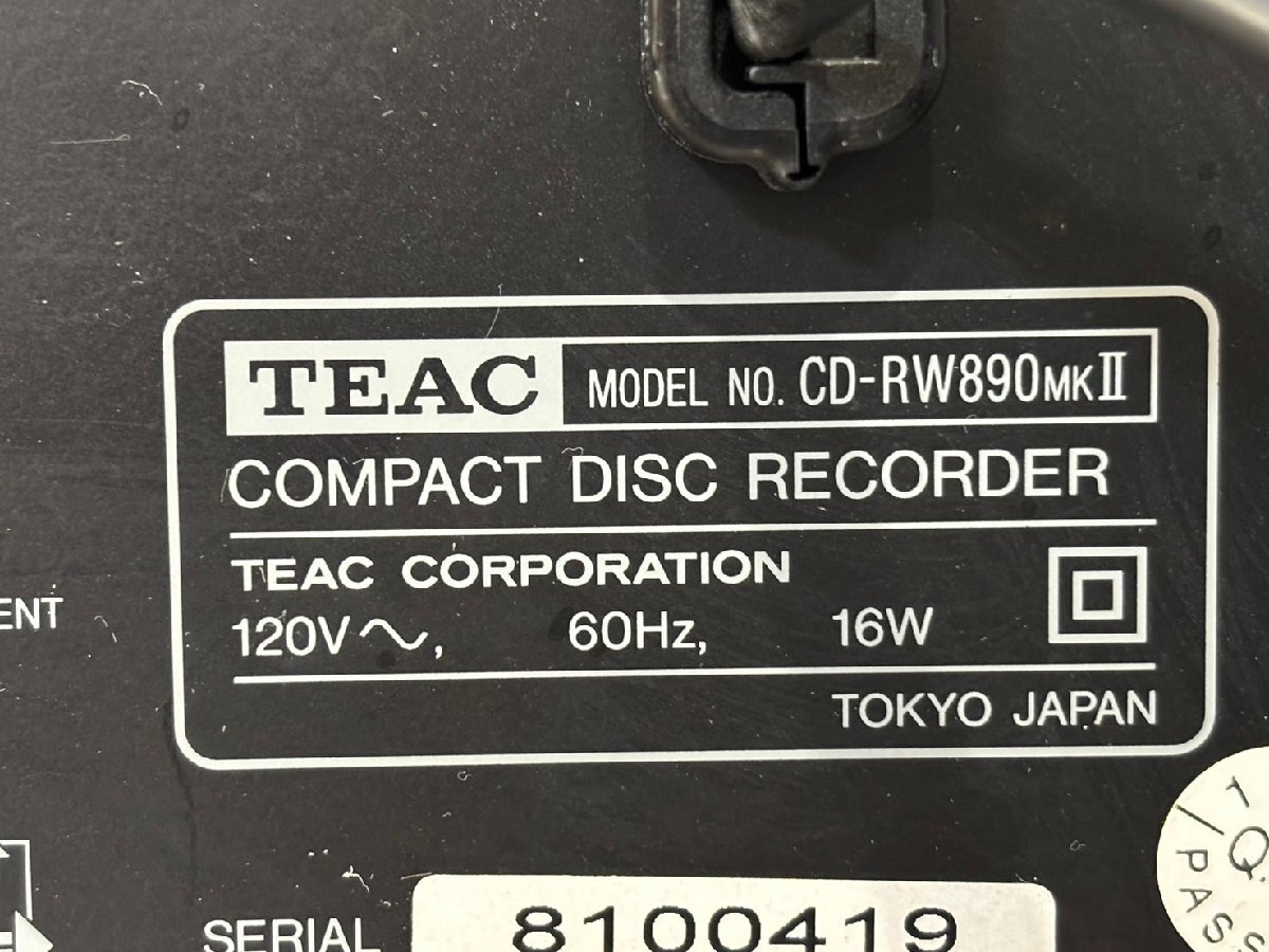 △426　ジャンク品　オーディオ機器　CDレコーダー　TEAC CD-RW890MKii　ティアック_画像8