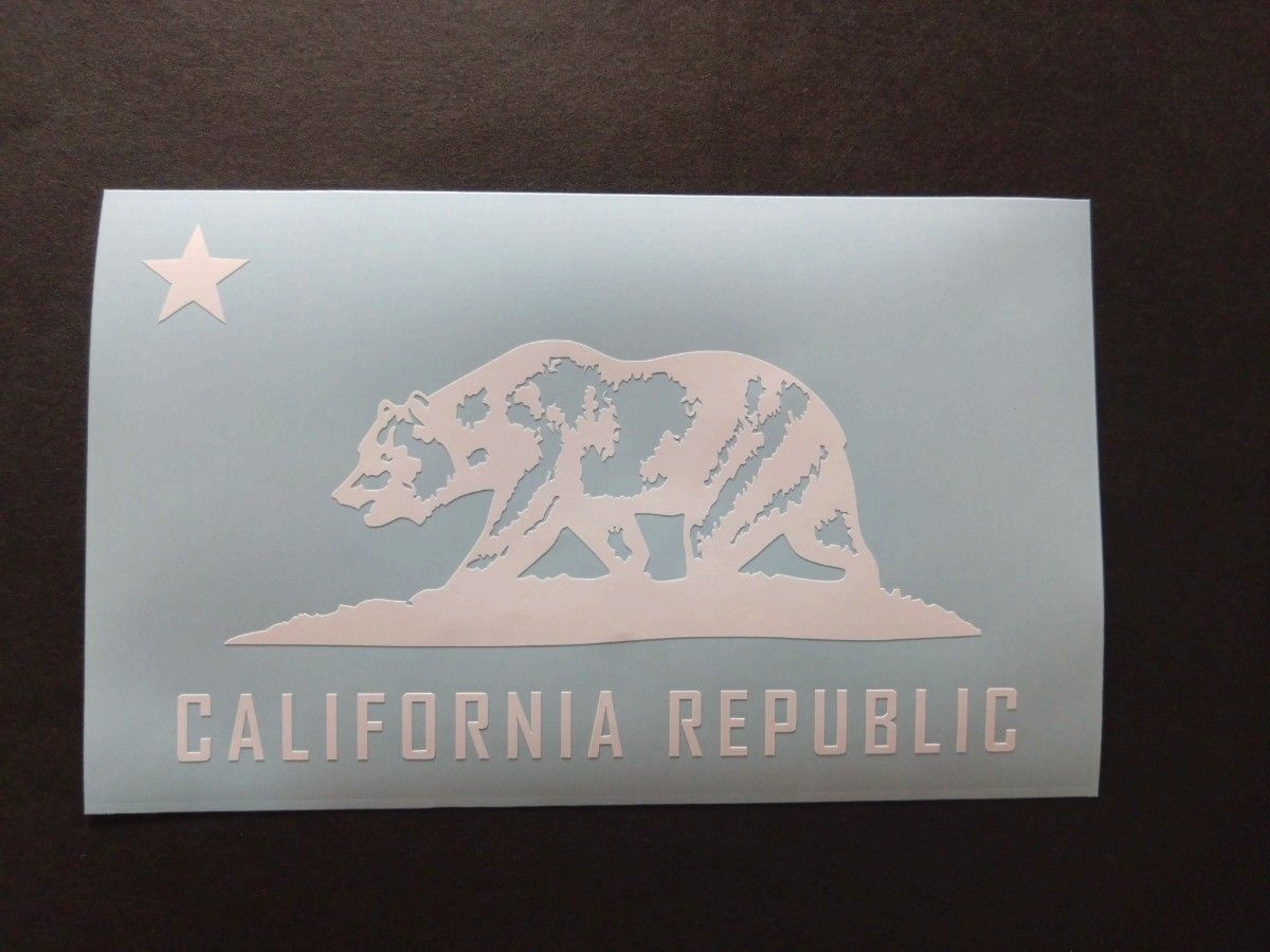 カリフォルニア州旗 カッティングステッカー白