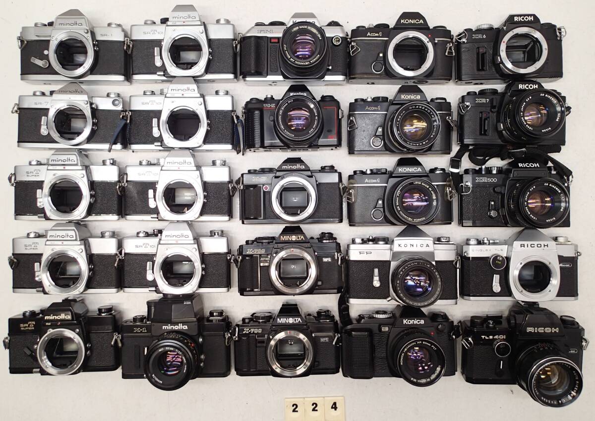 M224D 大量 ２５台 MF 一眼 フィルムカメラ Minolta X-1 X-700 SR-1 ST101 Konica FT-1 FS-1 RICOH XR7 XR500 TLS401 HEXANON 等 ジャンクの画像1