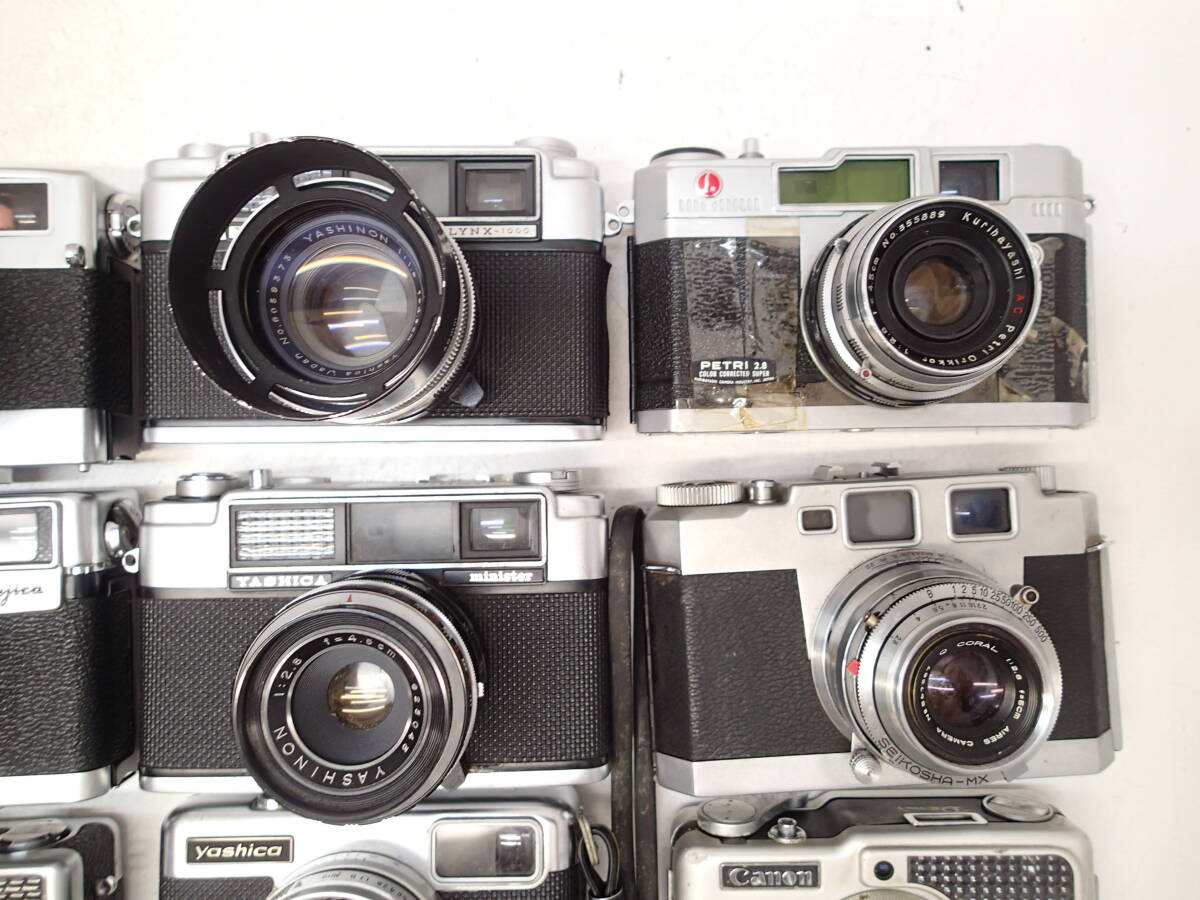 M278D 大量 ３０台 レンジファインダー カメラ konica C35 Canon Demi Minolta YASHICA Half Fujica DACORA BRAUN Petri Aires 等 ジャンク