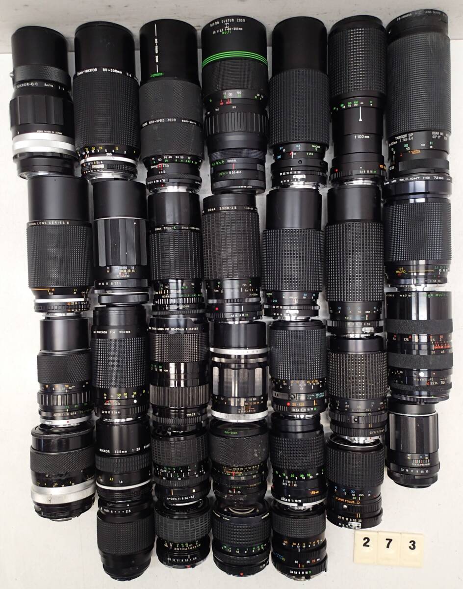 M273D 大量 MF レンズ ３２個 Canon FD FL Nikon Nikkor- Q C Super-Takumar Kenko Tokina Olympus Zuiko AUTO ZOOM Rikenon 等 ジャンク
