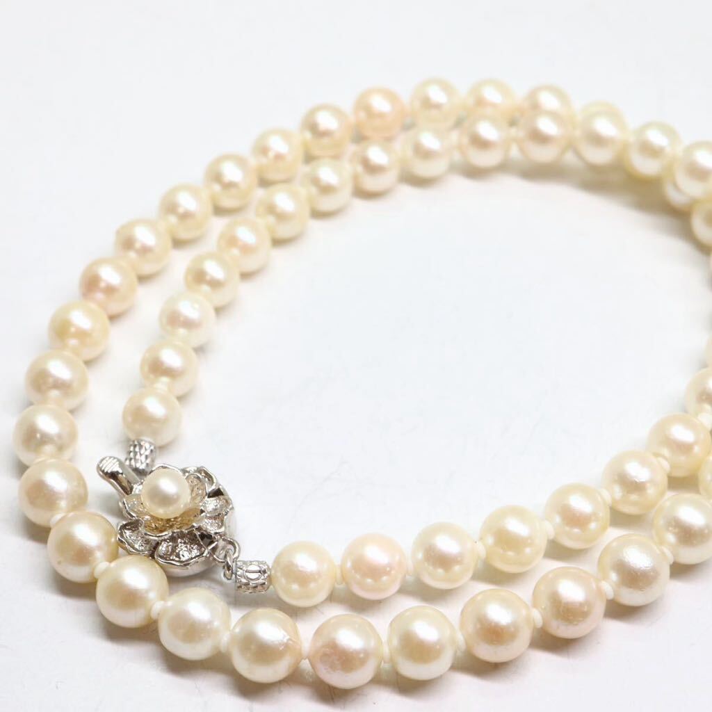 《アコヤ本真珠ネックレス》A 約6.0-6.5mm珠 23.2g 約42.5cm pearl necklace ジュエリー jewelry CD7/CD7の画像1