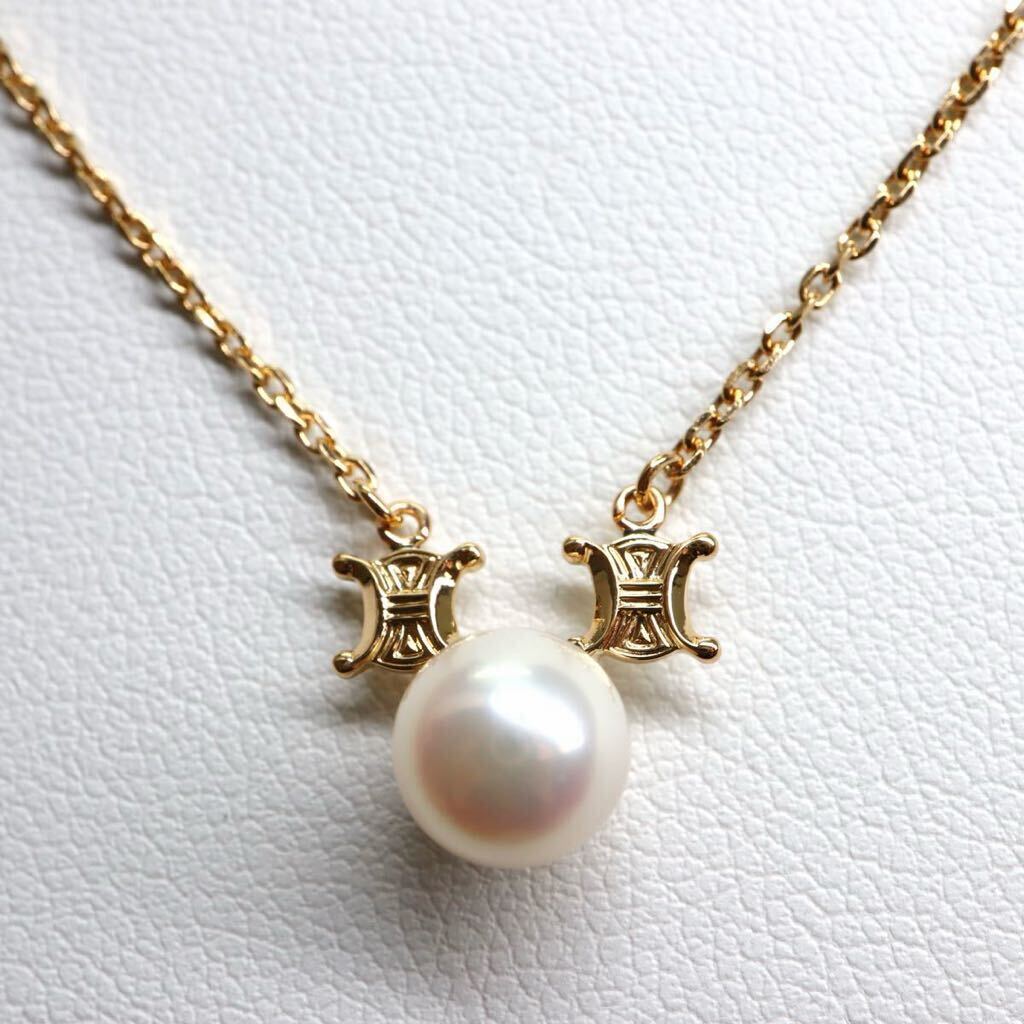 CELINE(セリーヌ)箱付き!!《K18(750) アコヤ本真珠ネックレス》A 約3.0g 約40cm pearl パール necklace ジュエリー jewelry EB3/EB3の画像2