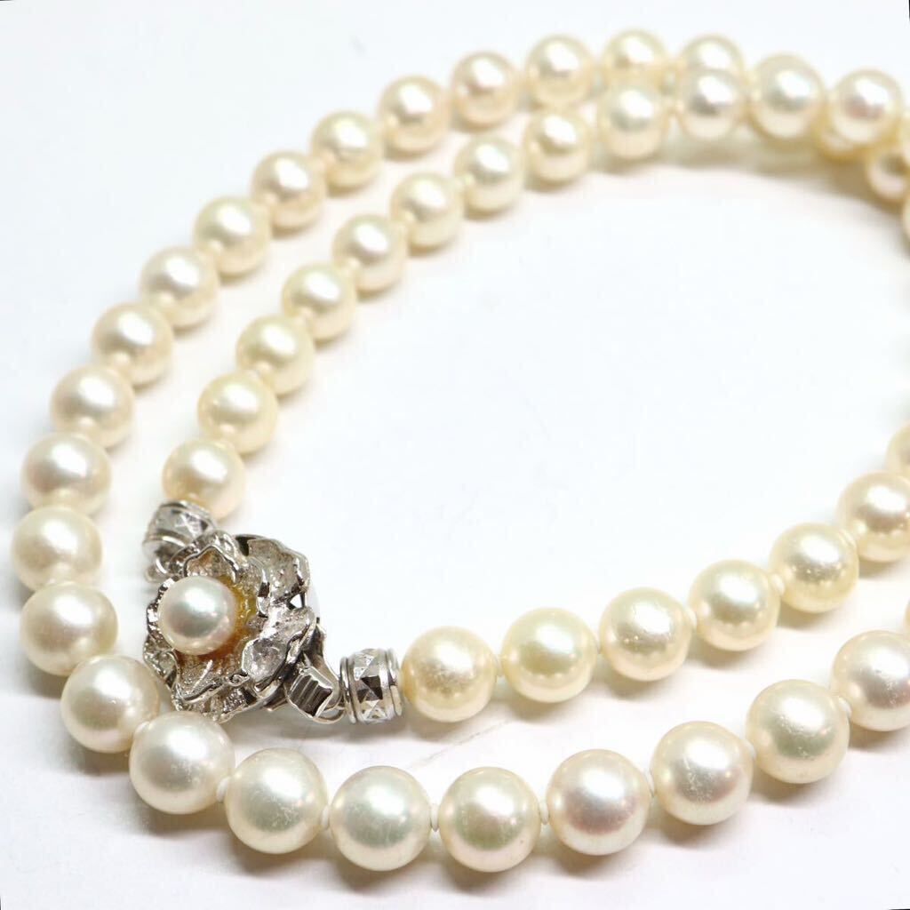 《アコヤ本真珠ネックレス》M 約6.5-7.0mm珠 28.8g 約42cm pearl necklace ジュエリー jewelry DB0/DB0_画像1