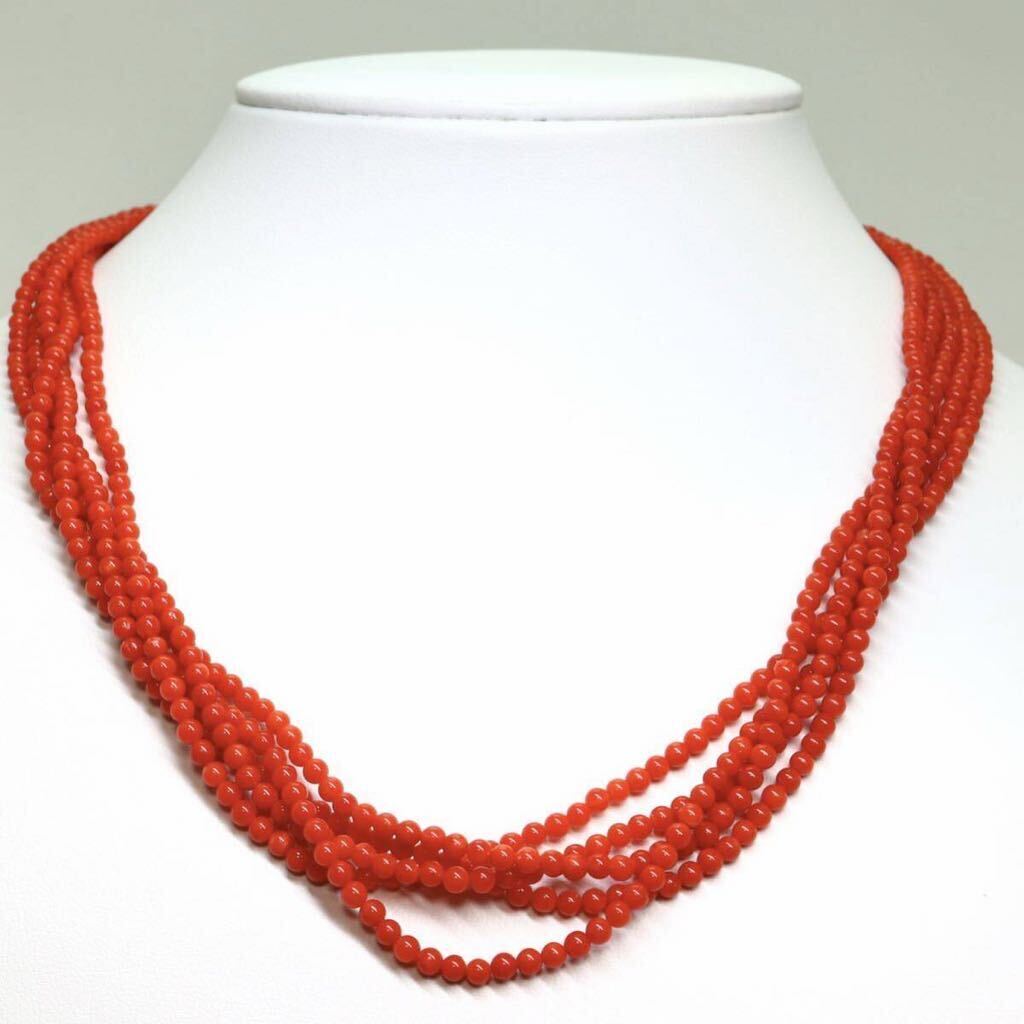 《天然本珊瑚2連ネックレス》M 約32.2g 約46cm coral コーラル necklace ジュエリー jewelry EA2/EA6_画像2