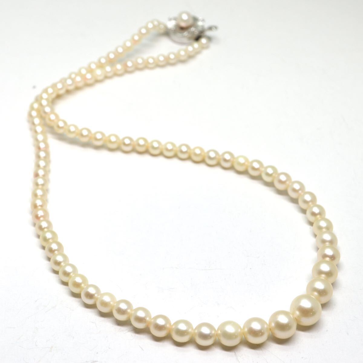 《アコヤ本真珠ネックレス》A 約3.5-7.0mm珠 約14.3g 約40.5cm pearl necklace jewelry DD0/DE0_画像5