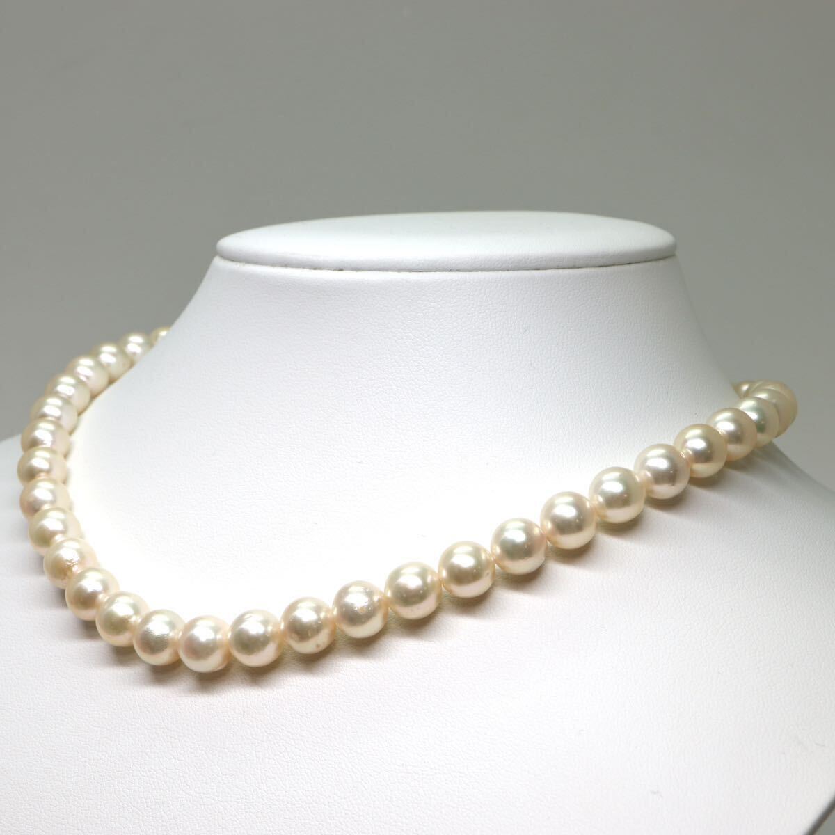 大珠!!《アコヤ本真珠ネックレス》A 約8.5-9.0mm珠 約44.7g 約40.5cm pearl necklace jewelry DH0/-_画像3