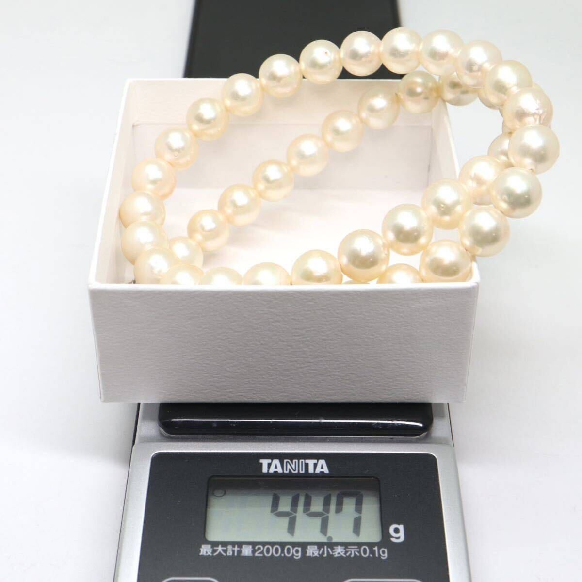 大珠!!《アコヤ本真珠ネックレス》A 約8.5-9.0mm珠 約44.7g 約40.5cm pearl necklace jewelry DH0/-_画像8