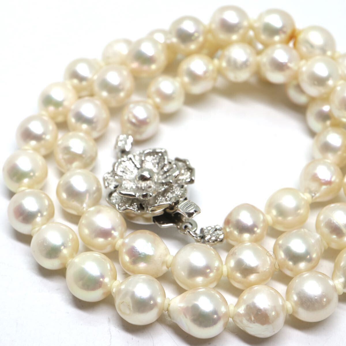 テリ良し!!《K14 アコヤ本真珠ネックレス》A 約6.5-7.0mm珠 約27.5g 約41cm pearl necklace jewelry DA0/DE0_画像1