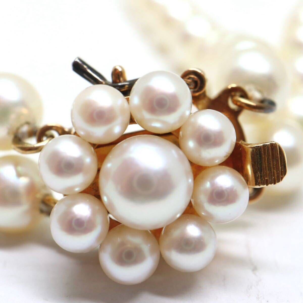 TASAKI(田崎真珠)箱付き!!《K14 アコヤ本真珠2連ネックレス》A 約5.0-8.3mm珠 約46.3g 約45.5cm pearl necklace jewelry ED1/EH0の画像7