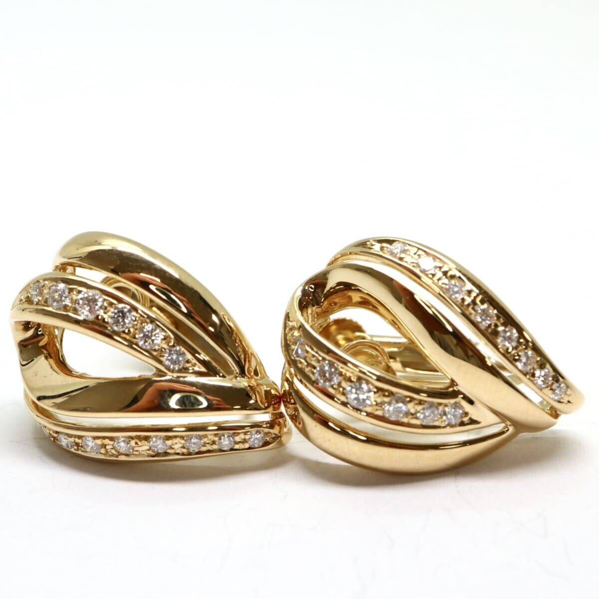 TASAKI(田崎真珠) 《K18 天然ダイヤモンドイヤリング》A 約7.5g 0.18ct diamond earring ジュエリー jewelry EG1/EG5の画像4