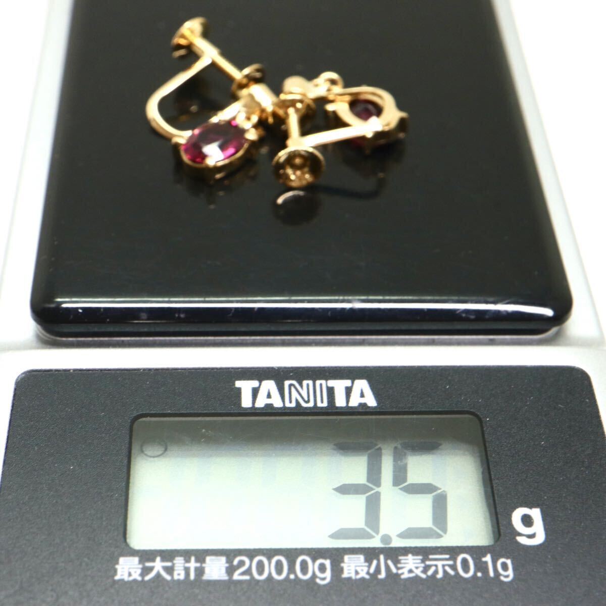 TASAKI(田崎真珠)ソーティング付!!《K18 天然ダイヤモンド/天然ロードライトガーネットイヤリング》A 約3.5g garnet earring EB4/EB6の画像8