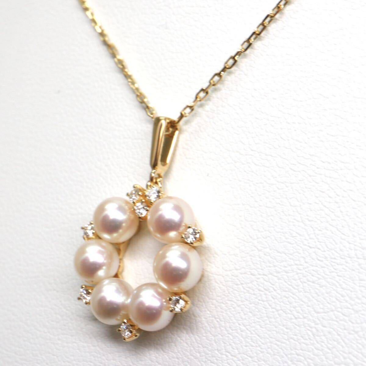 MIKIMOTO(ミキモト)良質!!《K18 天然ダイヤモンド/アコヤ本真珠ネックレス》A 約4.8g 約38cm necklace diamond jewelry ジュエリー EE8/EE8の画像2