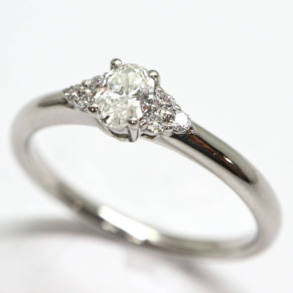 《Pt950 天然ダイヤモンドリング》A 約3.4g 13号0.15ct 0.06ct diamond ジュエリー ring 指輪 EA8/EAの画像3