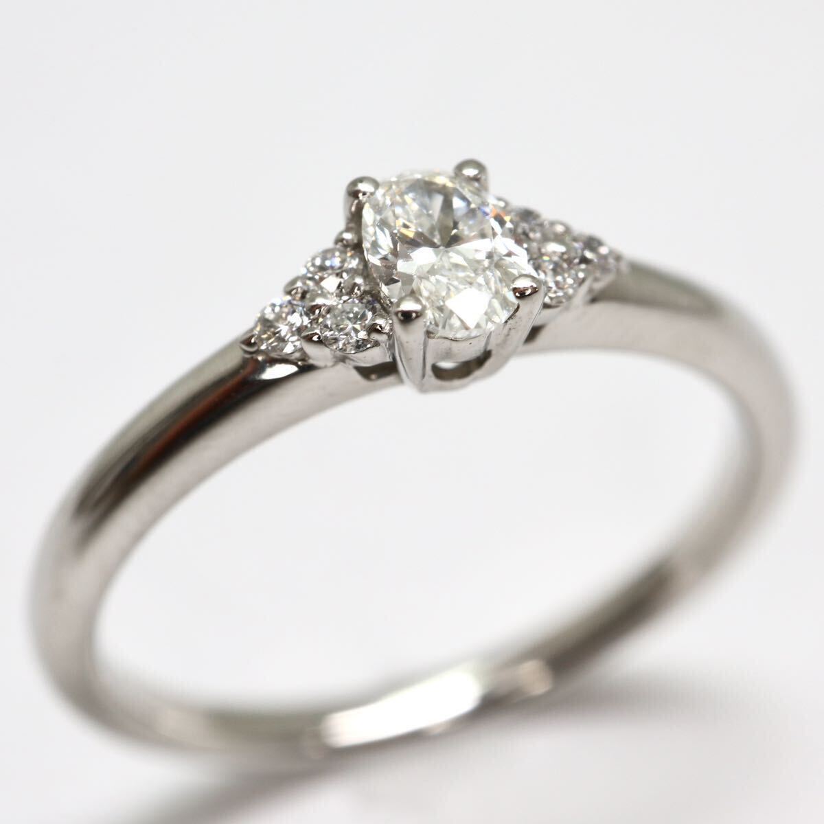 《Pt950 天然ダイヤモンドリング》A 約3.4g 13号0.15ct 0.06ct diamond ジュエリー ring 指輪 EA8/EAの画像2