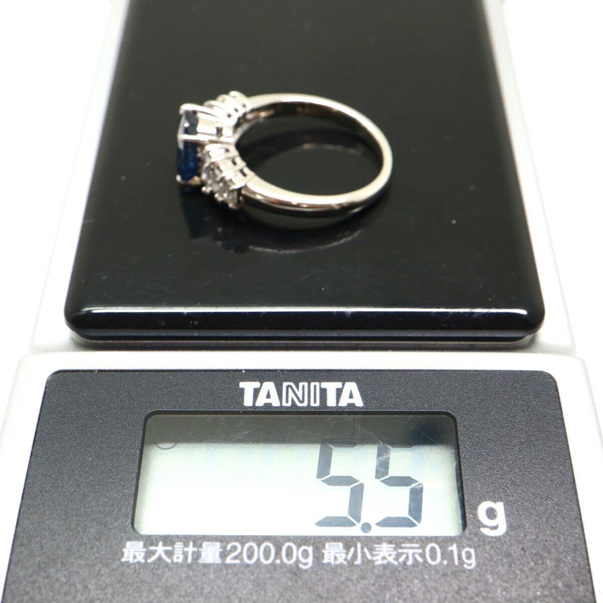 ソ付!!2ctUP!!《Pt900 天然ダイヤモンド/天然サファイア リング》A 約5.5g 12.5号 2.11ct 0.56ct diamond ジュエリー ring 指輪 EC8/ED1の画像10