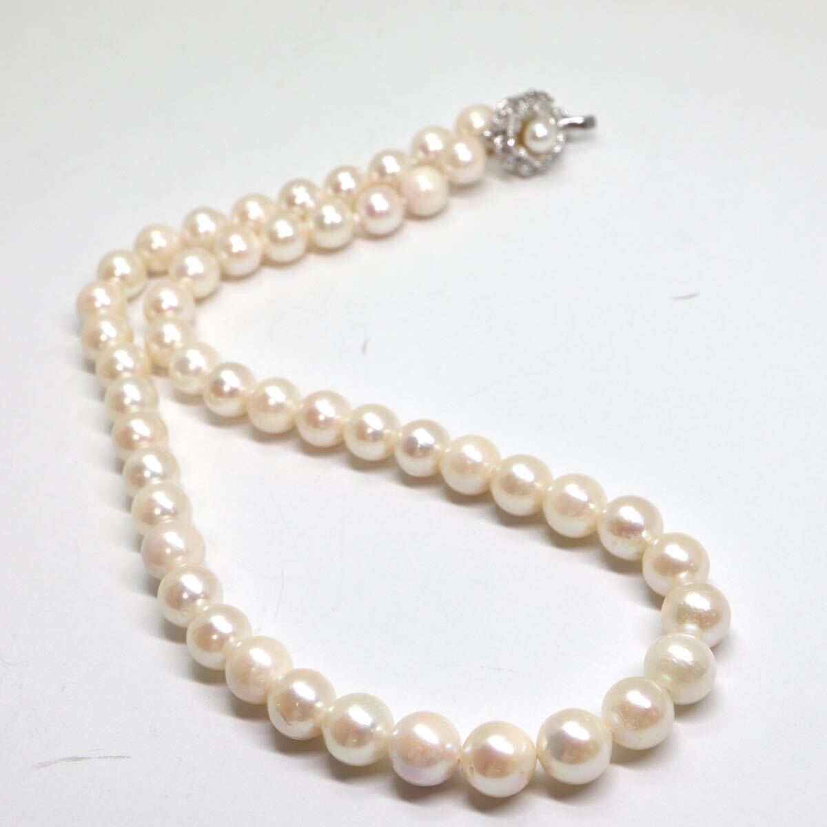 大珠!!《アコヤ本真珠ネックレス》A 約8.0-8.5mm珠 約41.5g 約42cm pearl necklace jewelry DE0/DE0の画像5