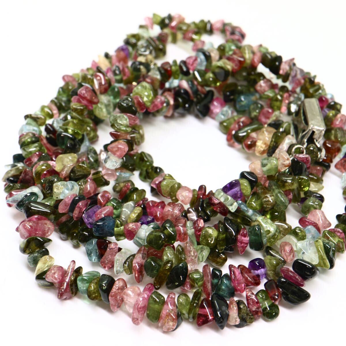 《天然マルチカラートルマリン2連ネックレス》A 約50.5g 約60cm tourmaline necklace ジュエリー jewelry DH0/DH0の画像4