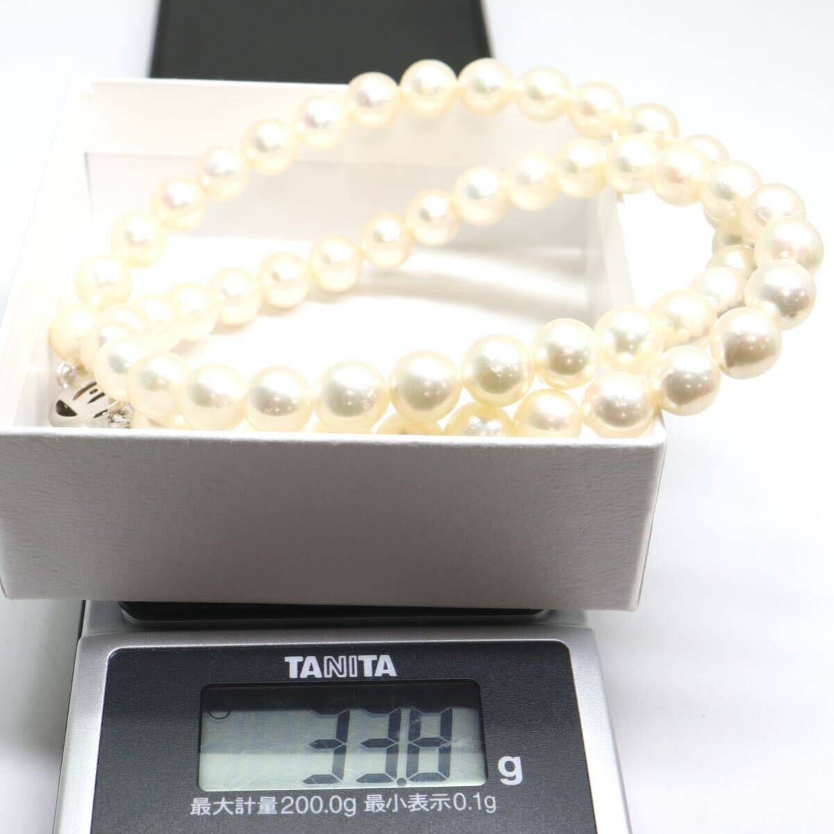 TASAKI(田崎真珠)良質!!《アコヤ本真珠ネックレス》A 約7.0-7.5mm珠 33.8g 約42.5cm pearl necklace ジュエリー jewelry EB5/EE5の画像8