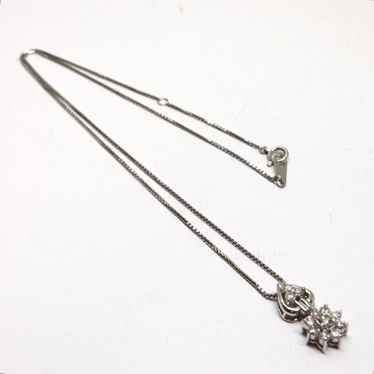 《Pt900/Pt850 天然ダイヤモンドネックレス》A 約5.1g 約39cm 0.50ct necklace diamond jewelry ジュエリー EB6/EB6_画像6