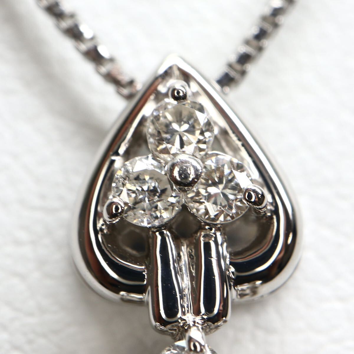 《Pt900/Pt850 天然ダイヤモンドネックレス》A 約5.1g 約39cm 0.50ct necklace diamond jewelry ジュエリー EB6/EB6_画像5