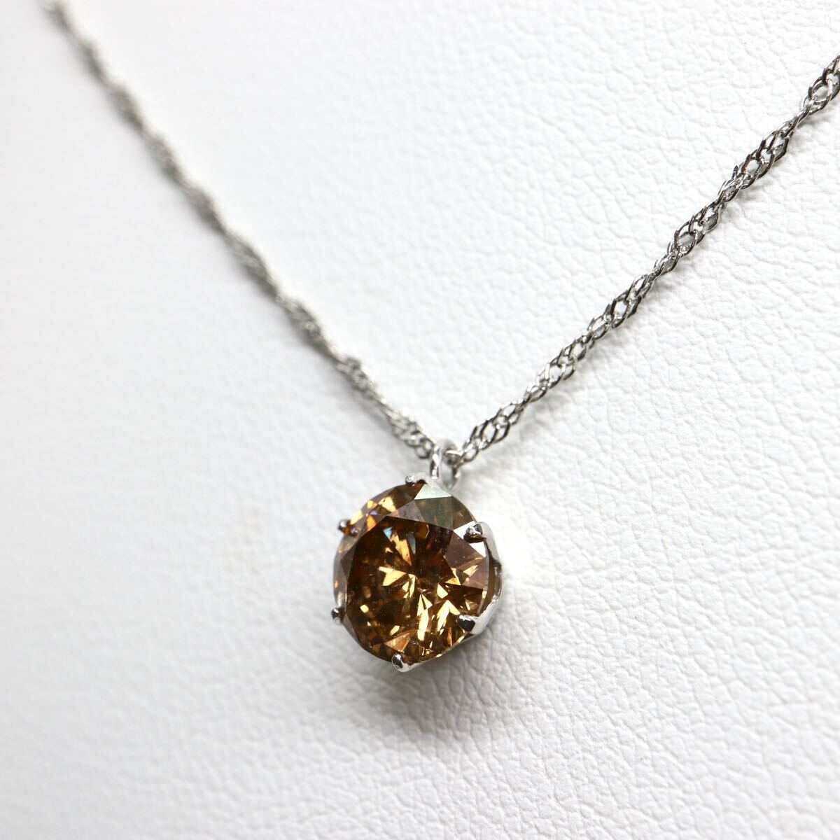 1ct up!!《Pt999 ブラウンダイヤモンドネックレス》A 2.4g 42.0cm brown diamondジュエリー jewelry necklace EF1/EF1の画像2