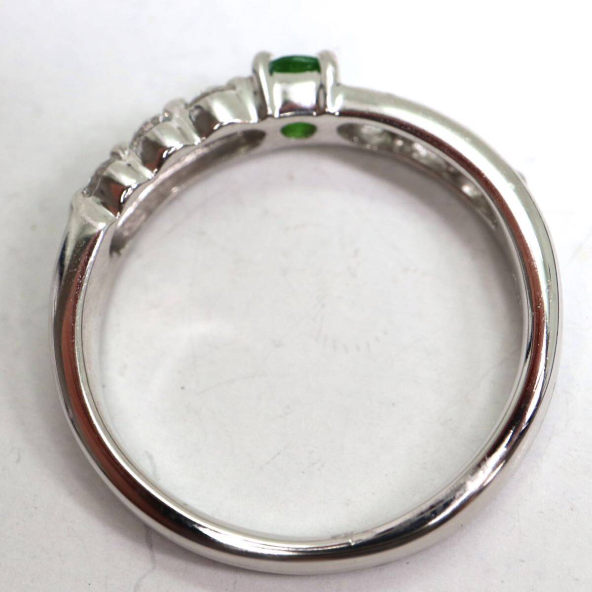 ソーティング付き!!《K18WG 天然デマントイドガーネット/天然ダイヤモンドリング》A 約2.7g 9号 0.14ct diamond ring 指輪 EB5/EC0の画像5