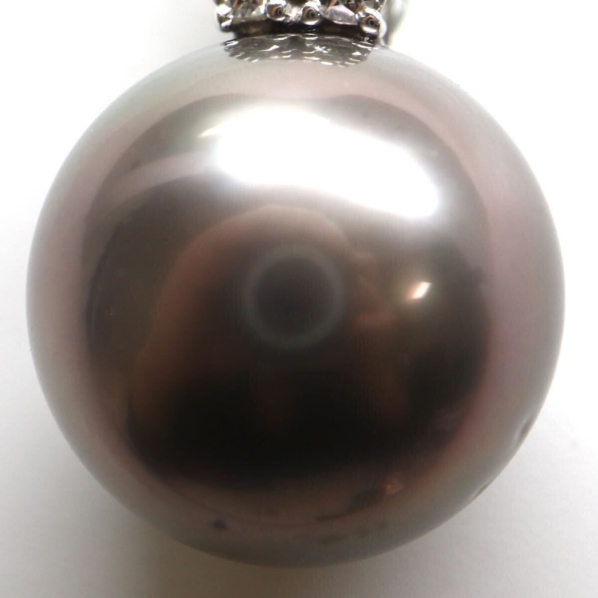 豪華!!TASAKI(田崎真珠)《K18WG 天然ダイヤモンド/南洋黒蝶真珠ペンダントトップ》A 約5.6g 0.29ct pearl diamond pendant jewelryEB4/EB9の画像4