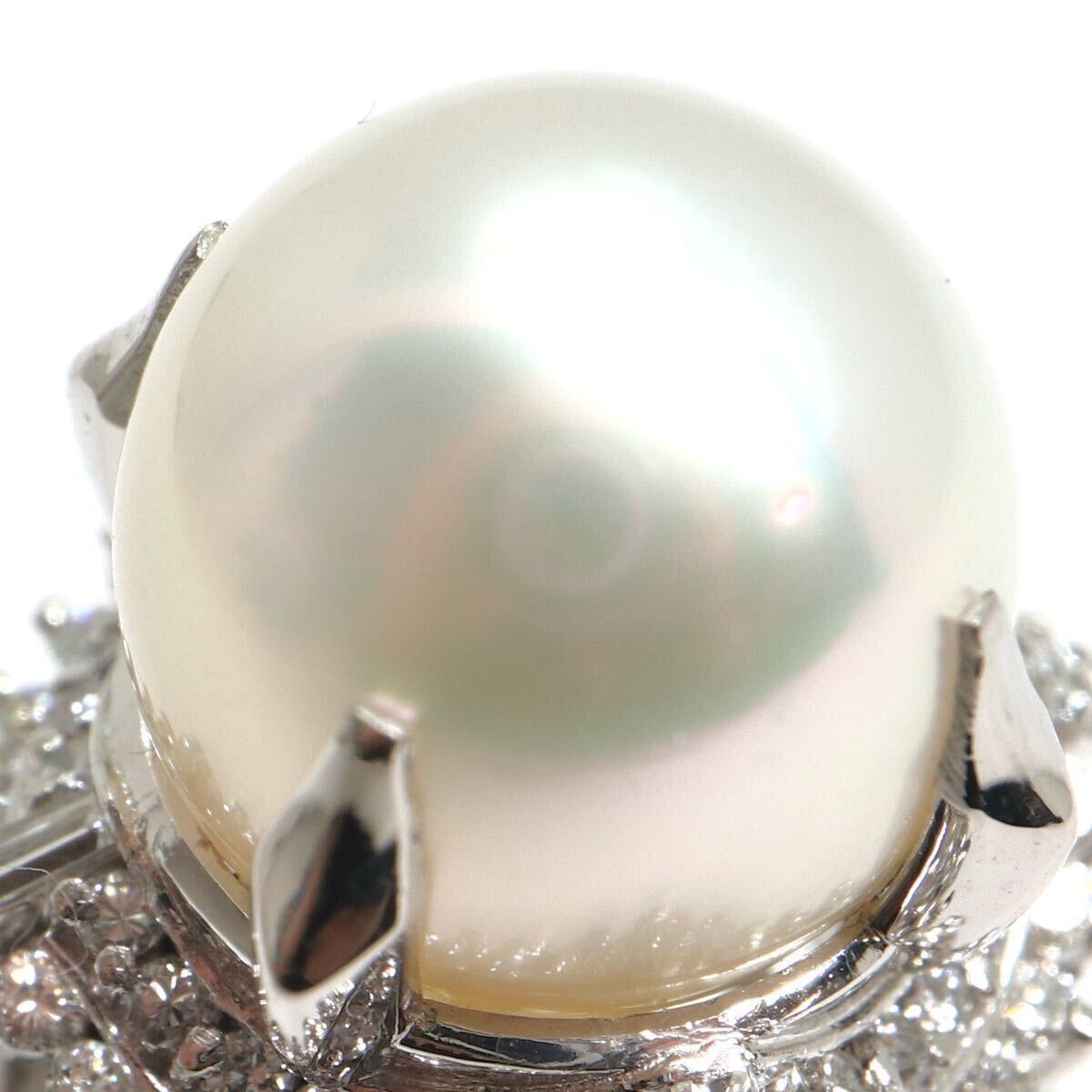 豪華!!TASAKI(田崎真珠)《Pt900 天然ダイヤモンド/南洋白蝶真珠 リング》A 約11.3g 14号 0.71ct diamond pearl ring 指輪 EE9/EF0の画像4