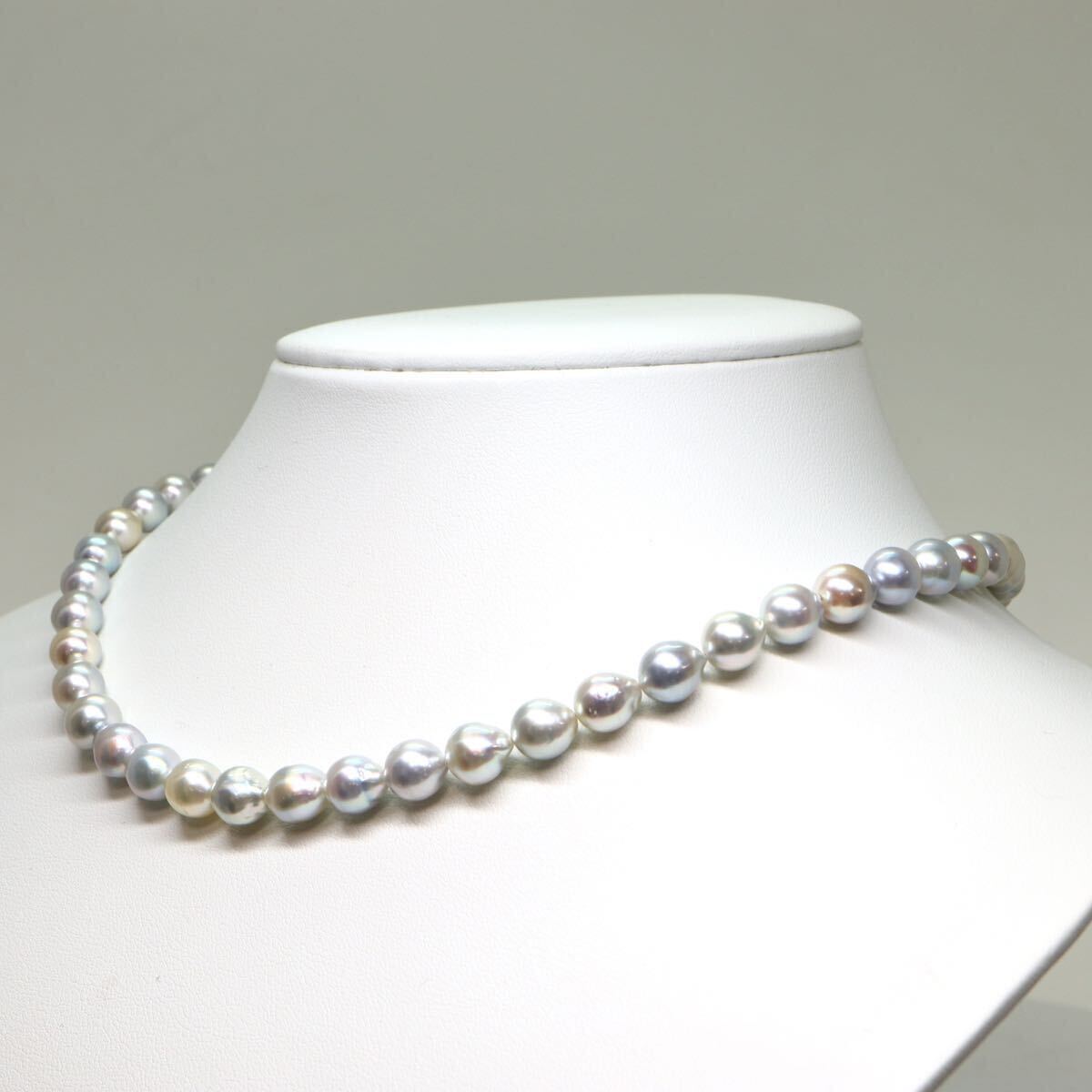《アコヤ本真珠ネックレス&K14WGイヤリング》A 約7.5-8.0mm珠 38.8g 約43.5cm pearl necklace ジュエリー jewelry DE0/DE0の画像3