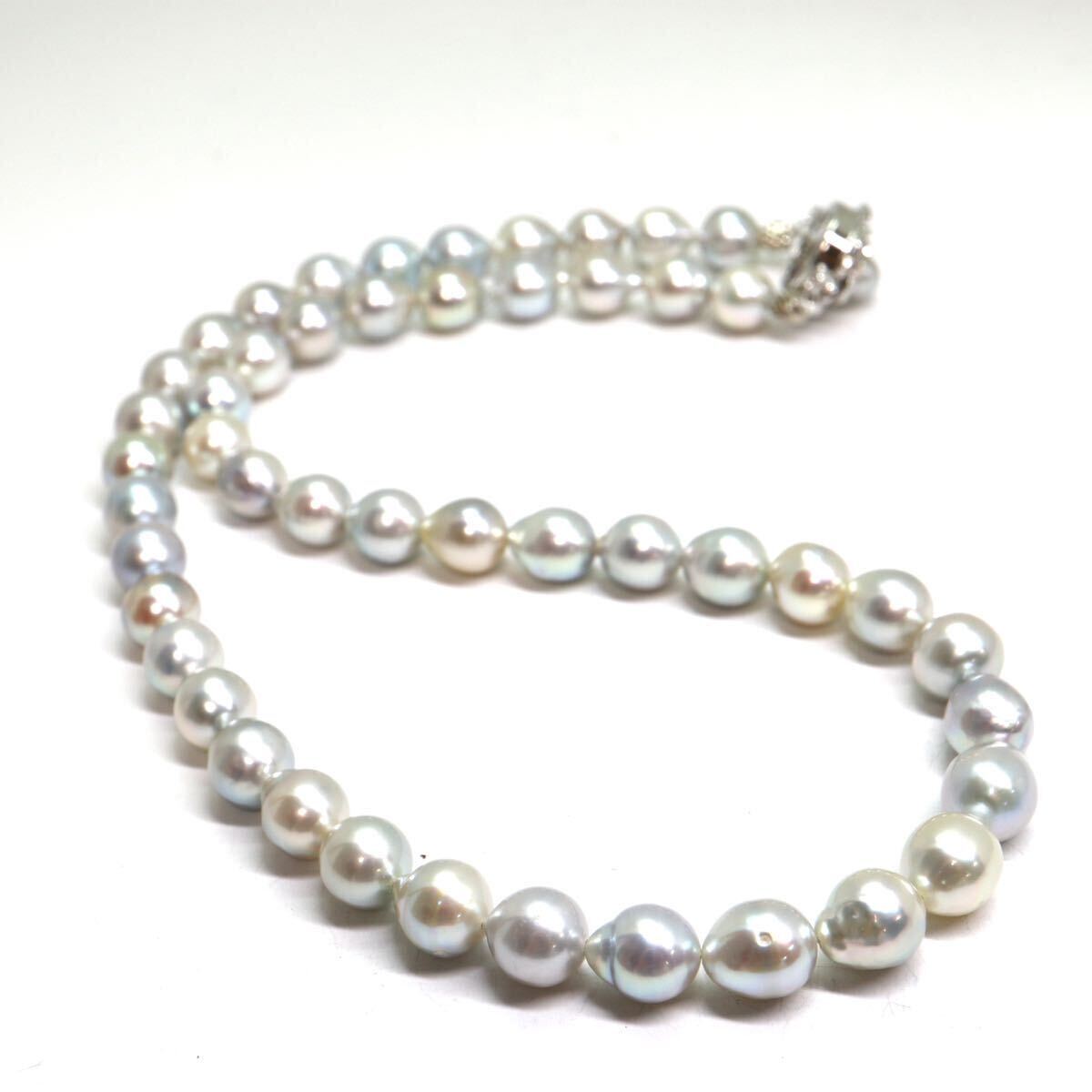 《アコヤ本真珠ネックレス&K14WGイヤリング》A 約7.5-8.0mm珠 38.8g 約43.5cm pearl necklace ジュエリー jewelry DE0/DE0の画像5