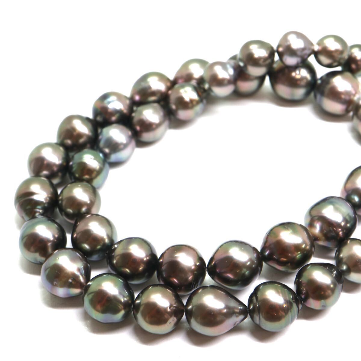 《南洋黒蝶真珠ネックレス》A 約8.0-11.2mm珠 53.6g 約43.5cm pearl necklace ジュエリー jewelry EA2/EB5の画像4