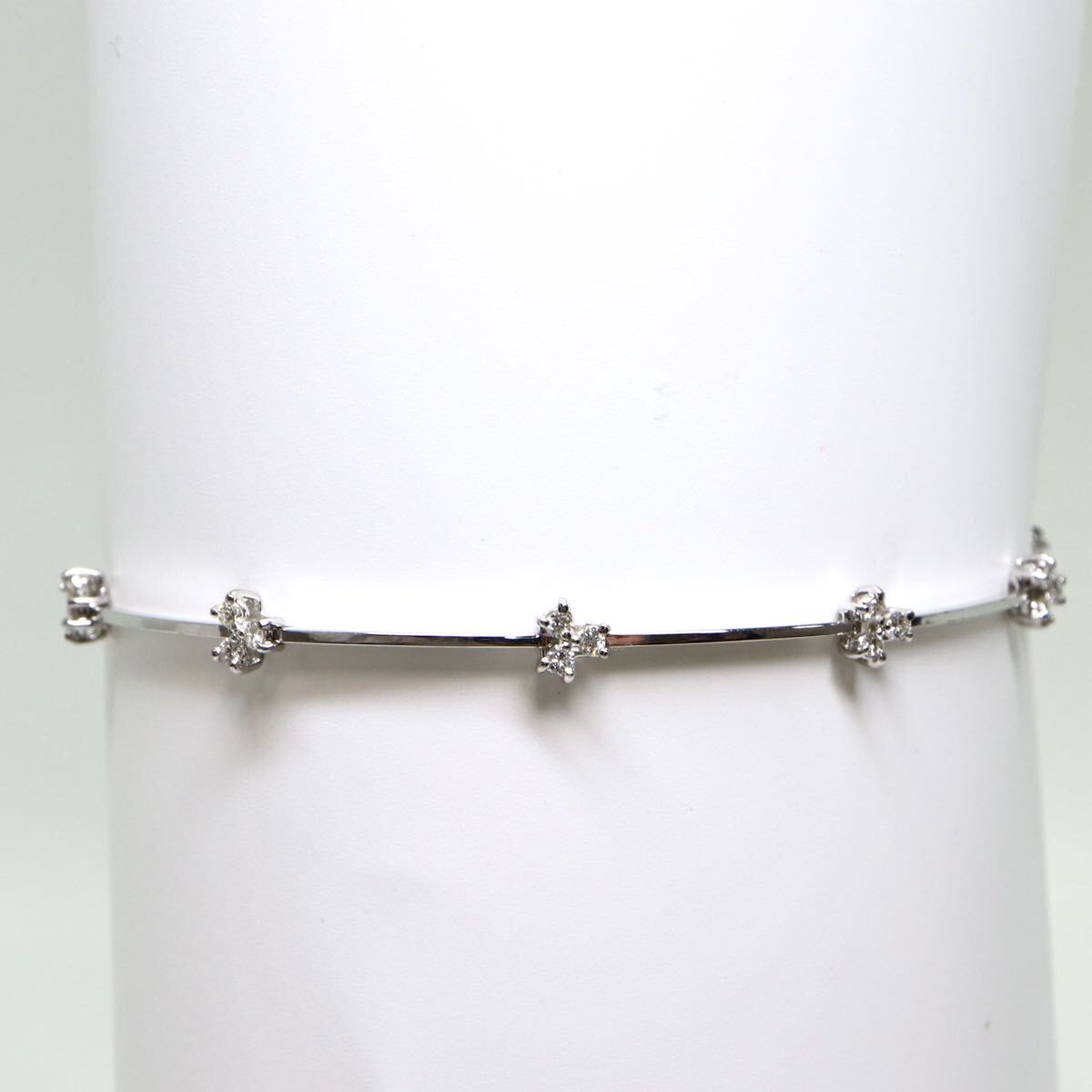 TASAKI(田崎真珠)《K18WG 天然ダイヤモンドブレスレット》A 3.7g 約18.5cm 0.24ct diamond necklace jewelry EA2/EA2