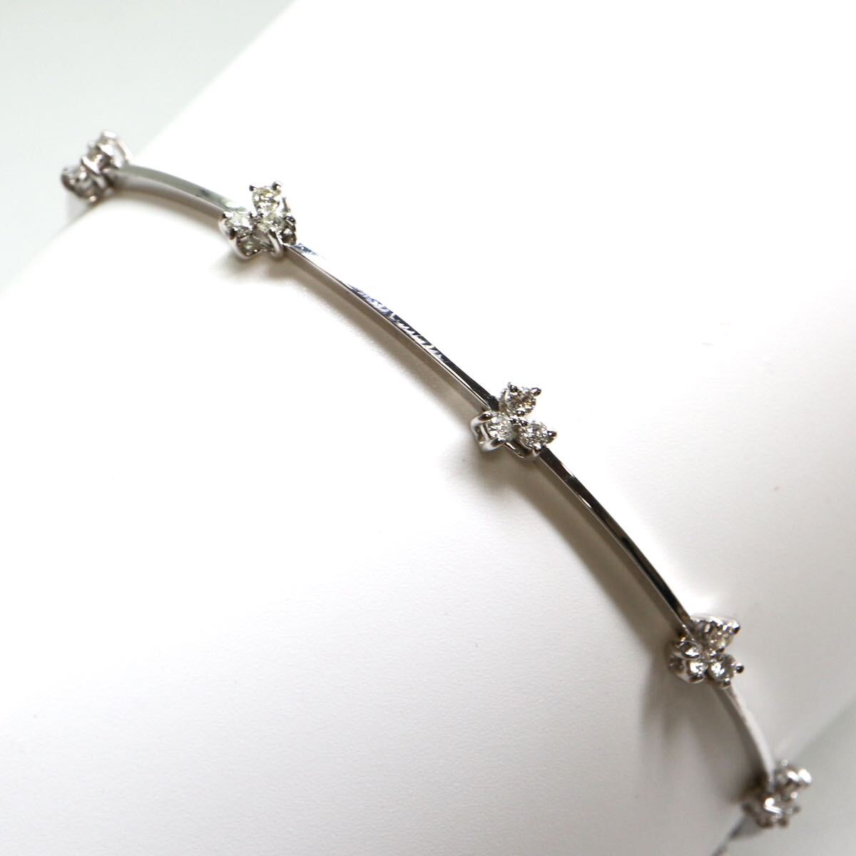 TASAKI(田崎真珠)《K18WG 天然ダイヤモンドブレスレット》A 3.7g 約18.5cm 0.24ct diamond necklace jewelry EA2/EA2の画像2