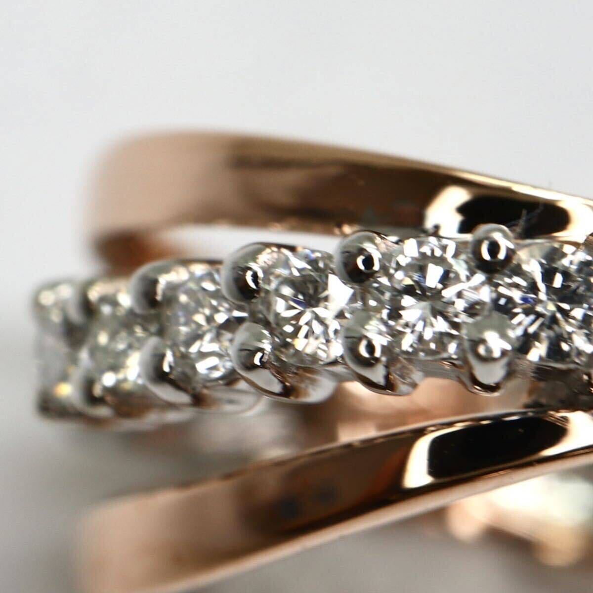 《K18 天然ダイヤモンド リング》 A 約3.6g 約5号 0.35ct ring 指輪 diamond jewelry ジュエリー EC3/EC3の画像5