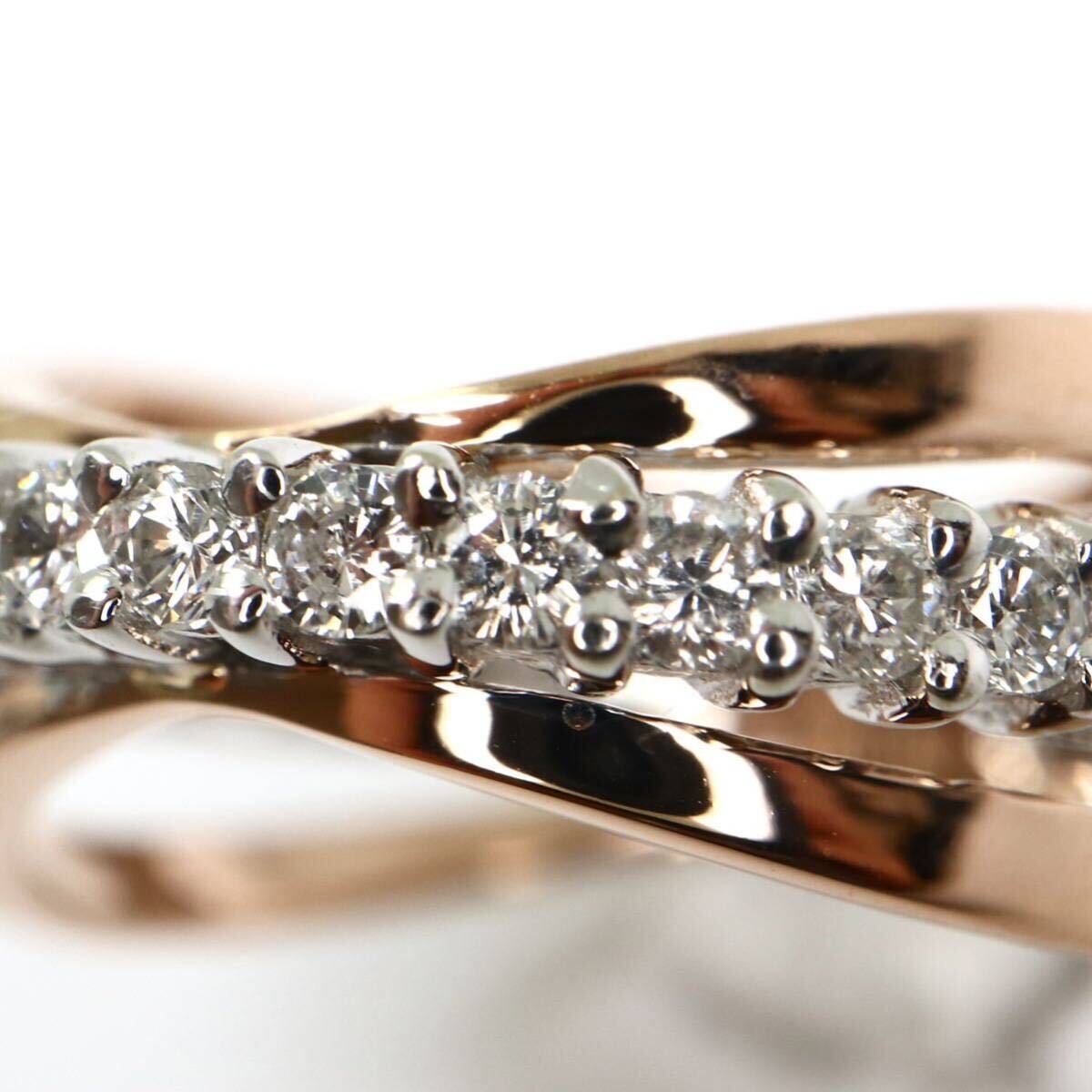《K18 天然ダイヤモンド リング》 A 約3.6g 約5号 0.35ct ring 指輪 diamond jewelry ジュエリー EC3/EC3の画像4