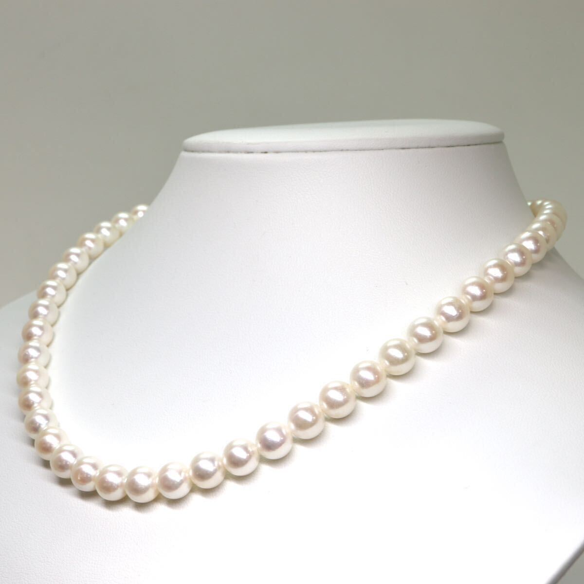 《本真珠ネックレス》A 約7.5-8.0mm珠 38.1g 約42cm pearl necklace ジュエリー jewelry EA0/EA0の画像3