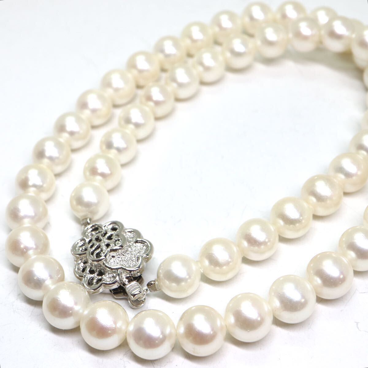 《本真珠ネックレス》A 約7.5-8.0mm珠 38.1g 約42cm pearl necklace ジュエリー jewelry EA0/EA0の画像1