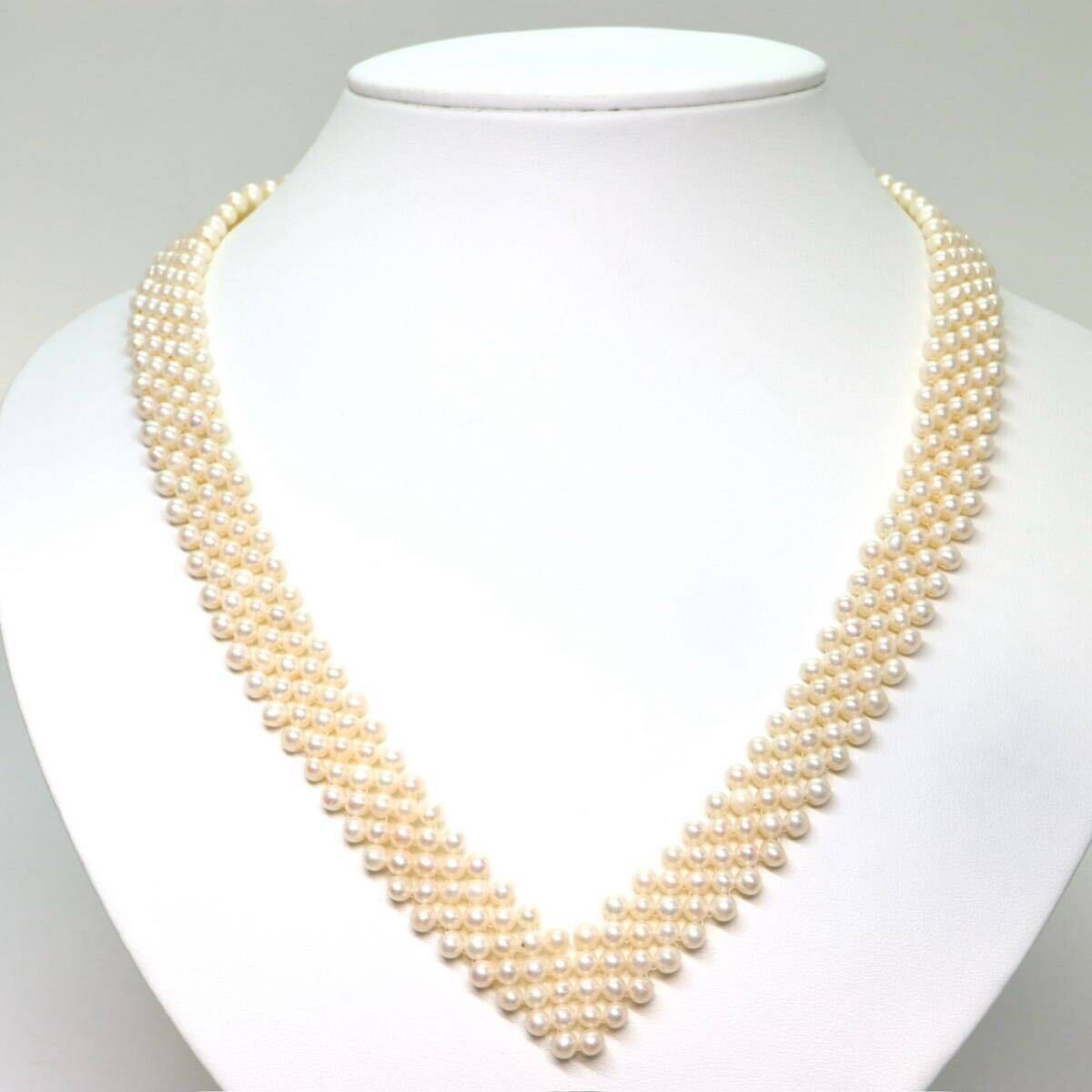 《本真珠3連ネックレス》A 42.2g 約51cm pearl necklace ジュエリー jewelry CH4/CH4の画像1