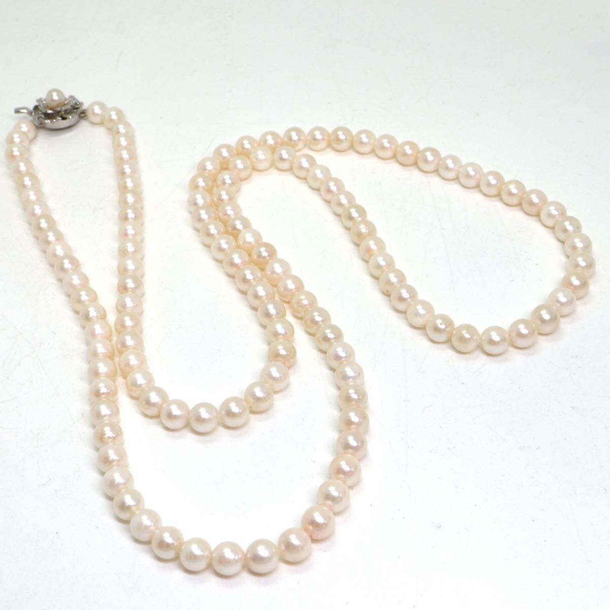《アコヤ本真珠ロングネックレス》A 約6.5mm珠 54.0g 約81.5cm pearl necklace ジュエリー jewelry DE0/DF0の画像6