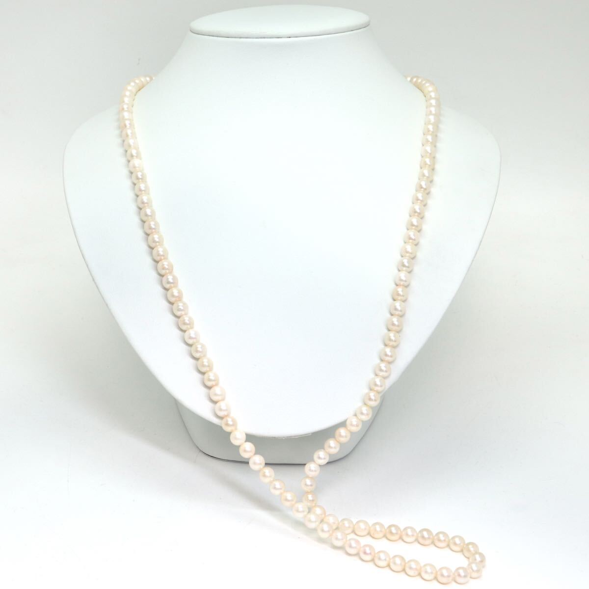 《アコヤ本真珠ロングネックレス》A 約6.5mm珠 54.0g 約81.5cm pearl necklace ジュエリー jewelry DE0/DF0の画像2