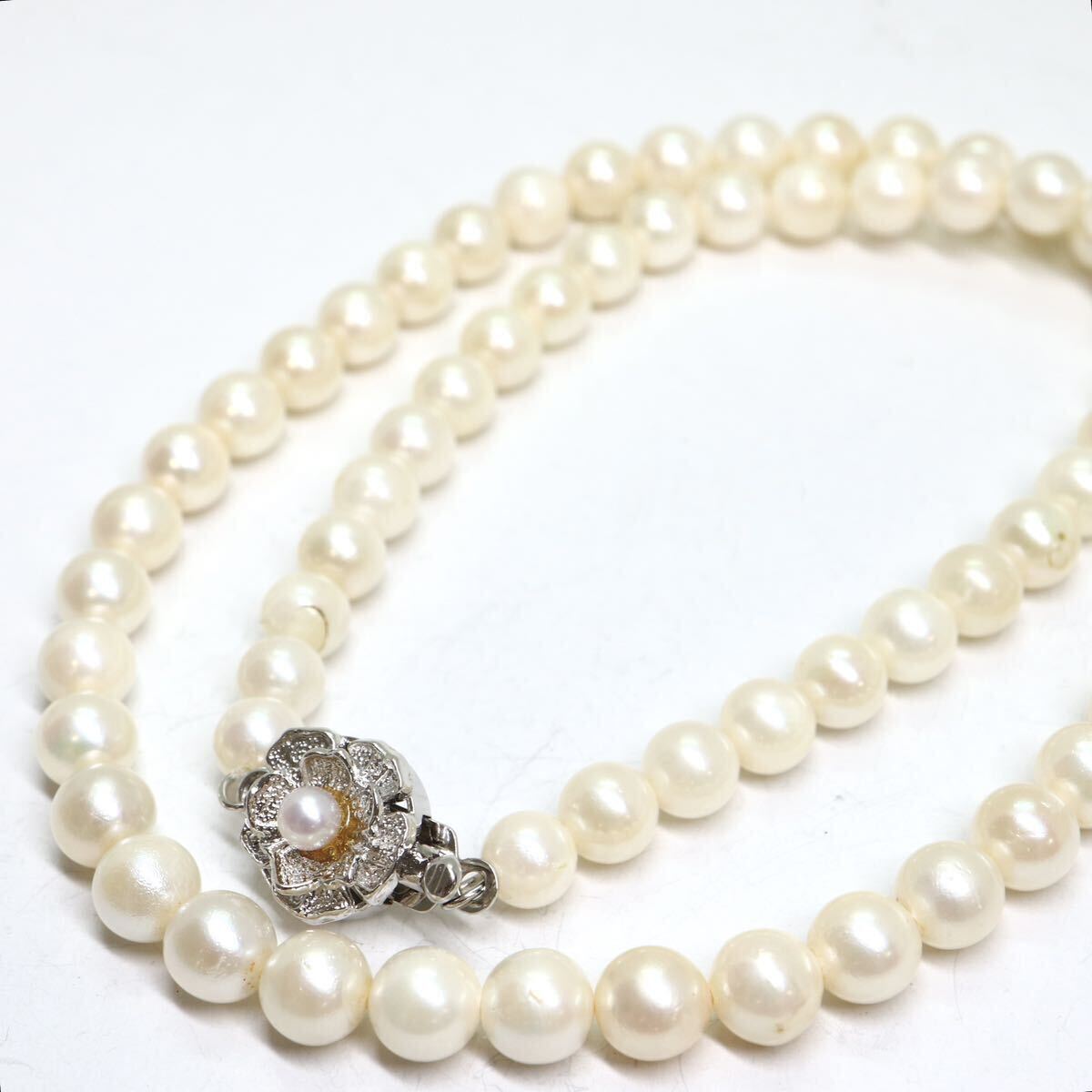 《アコヤ本真珠ネックレス》A 約5.5-6.0mm珠 21.8g 約41.5cm pearl necklace ジュエリー jewelry DA0/DC0の画像1