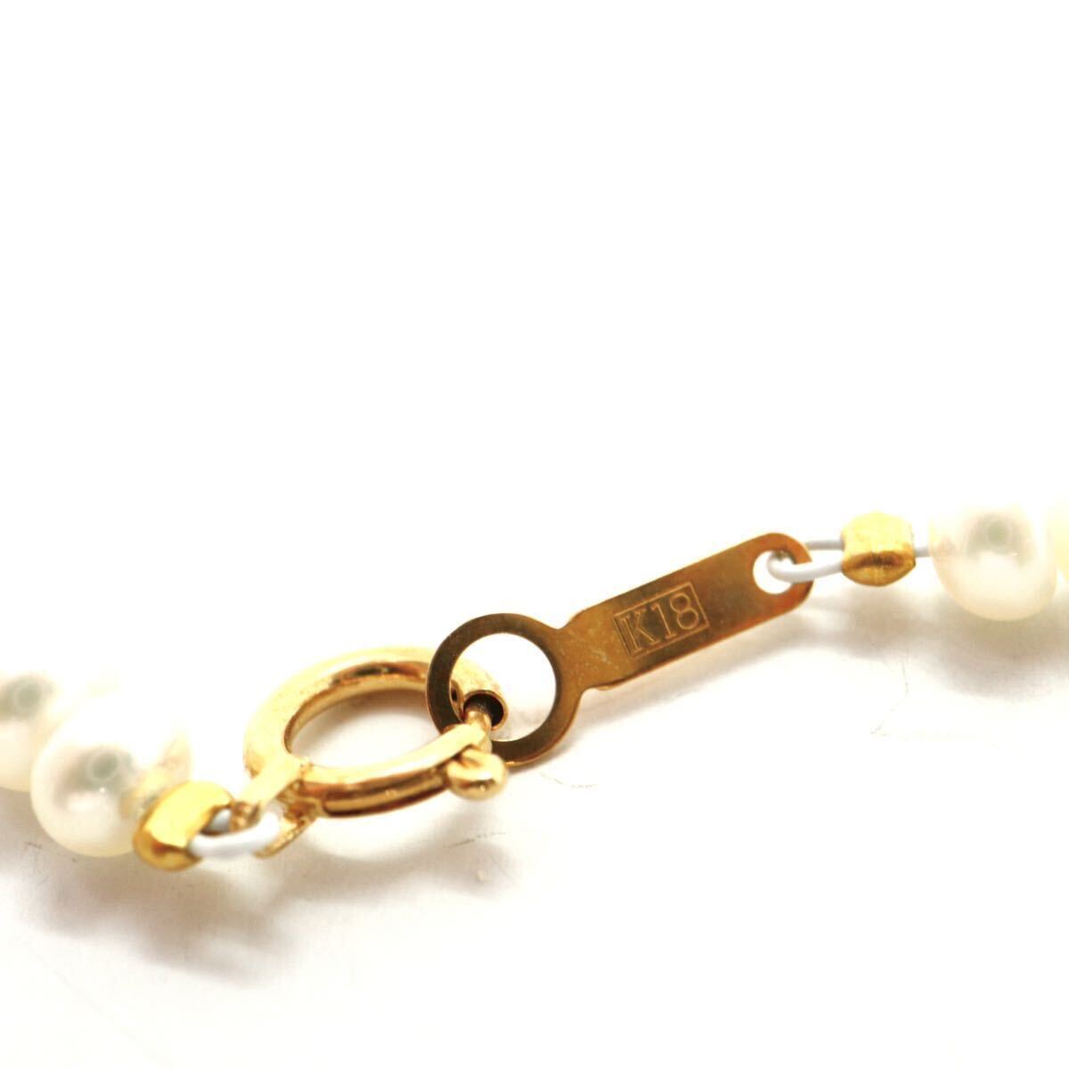 《K18本真珠ネックレス》A 約3.5-6.5mm珠 約14.2g 約43cm pearl necklace ジュエリー jewelry DD0/DD0の画像7