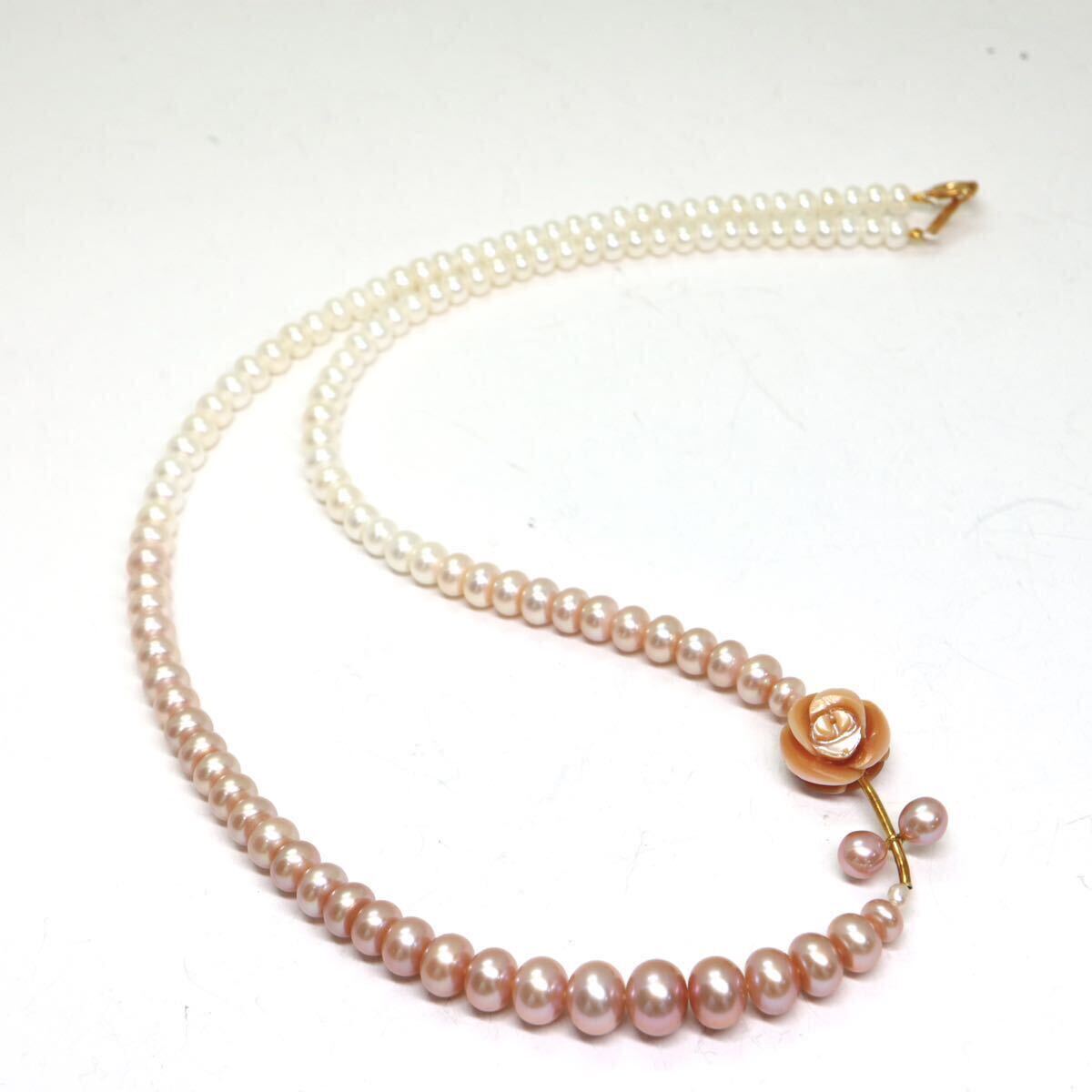 《K18本真珠ネックレス》A 約3.5-6.5mm珠 約14.2g 約43cm pearl necklace ジュエリー jewelry DD0/DD0の画像6