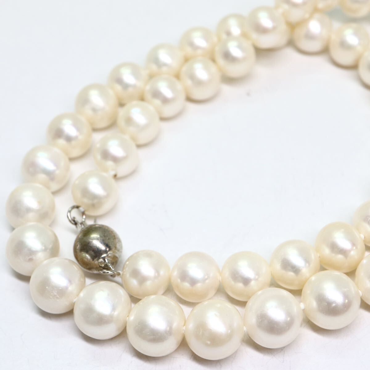 《本真珠ネックレス》A 約8.0-8.5mm珠 39.4g 約41cm pearl necklace ジュエリー jewelry DC4/DF8の画像1