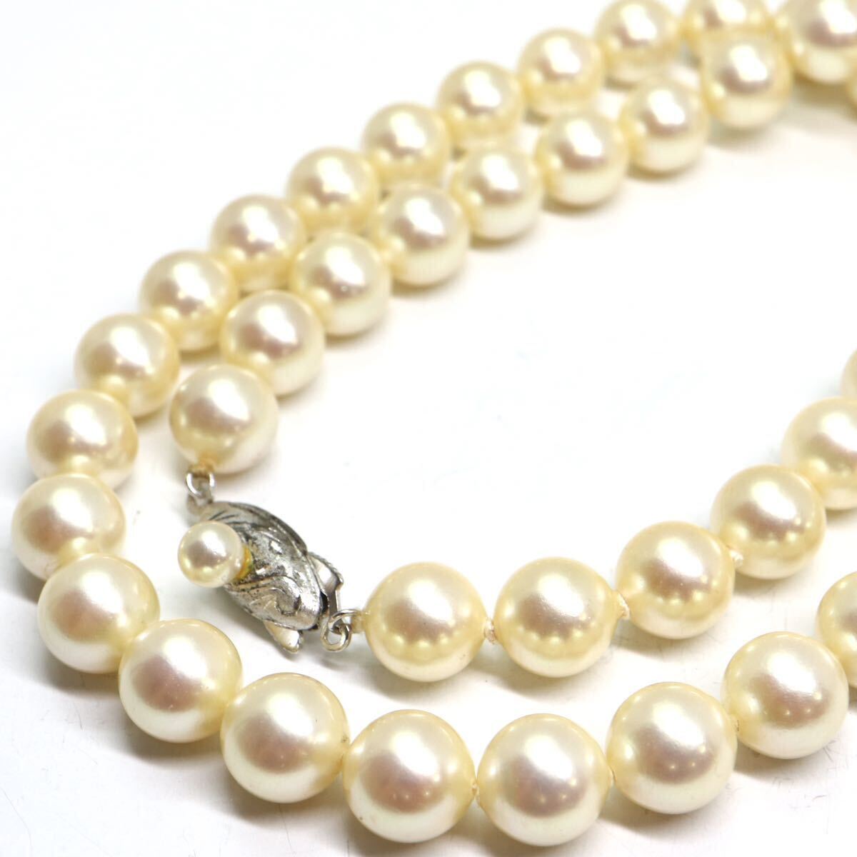 《アコヤ本真珠ネックレス》A 約8.0mm珠 37.3g 約43.5cm pearl necklace ジュエリー jewelry DE0/DE0の画像1